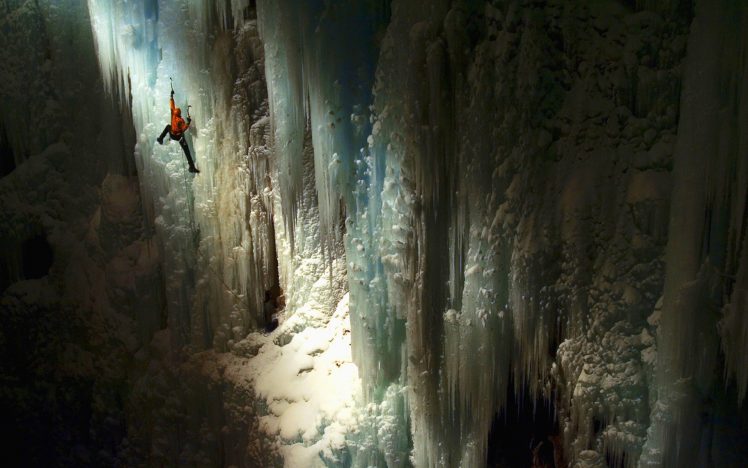 climbing, Ice, Cave HD Wallpaper Desktop Background