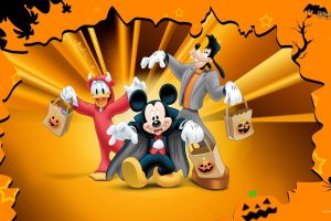 Halloween, Disney, Orange, Donald Duck, Mickey Mouse, Goofy