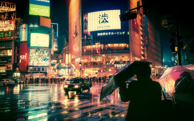 city, Night, Street light, Rain, Japan HD Wallpaper Desktop Background