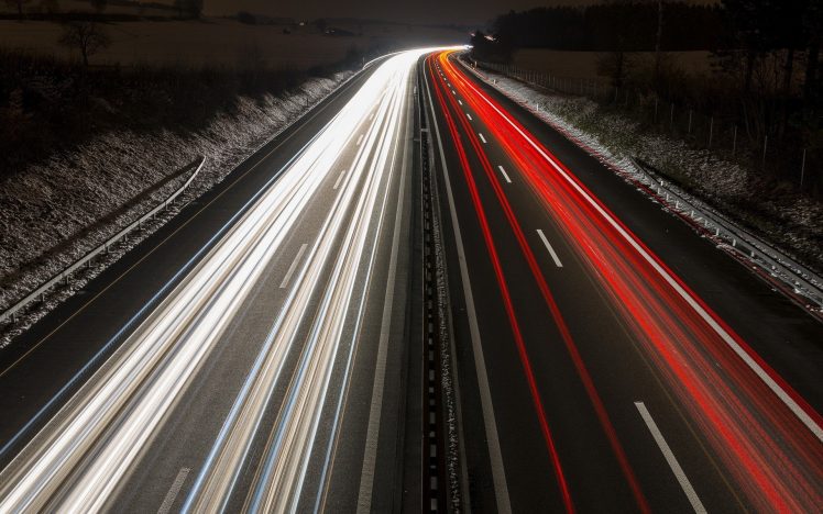 long exposure, Traffic lights, Highway, Light trails HD Wallpaper Desktop Background