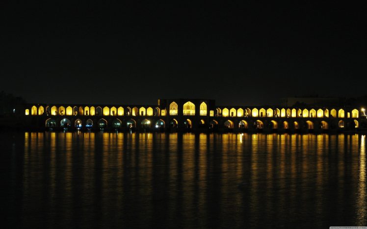 photography, Bridge, Night, Khaju Bridge, Iran HD Wallpaper Desktop Background