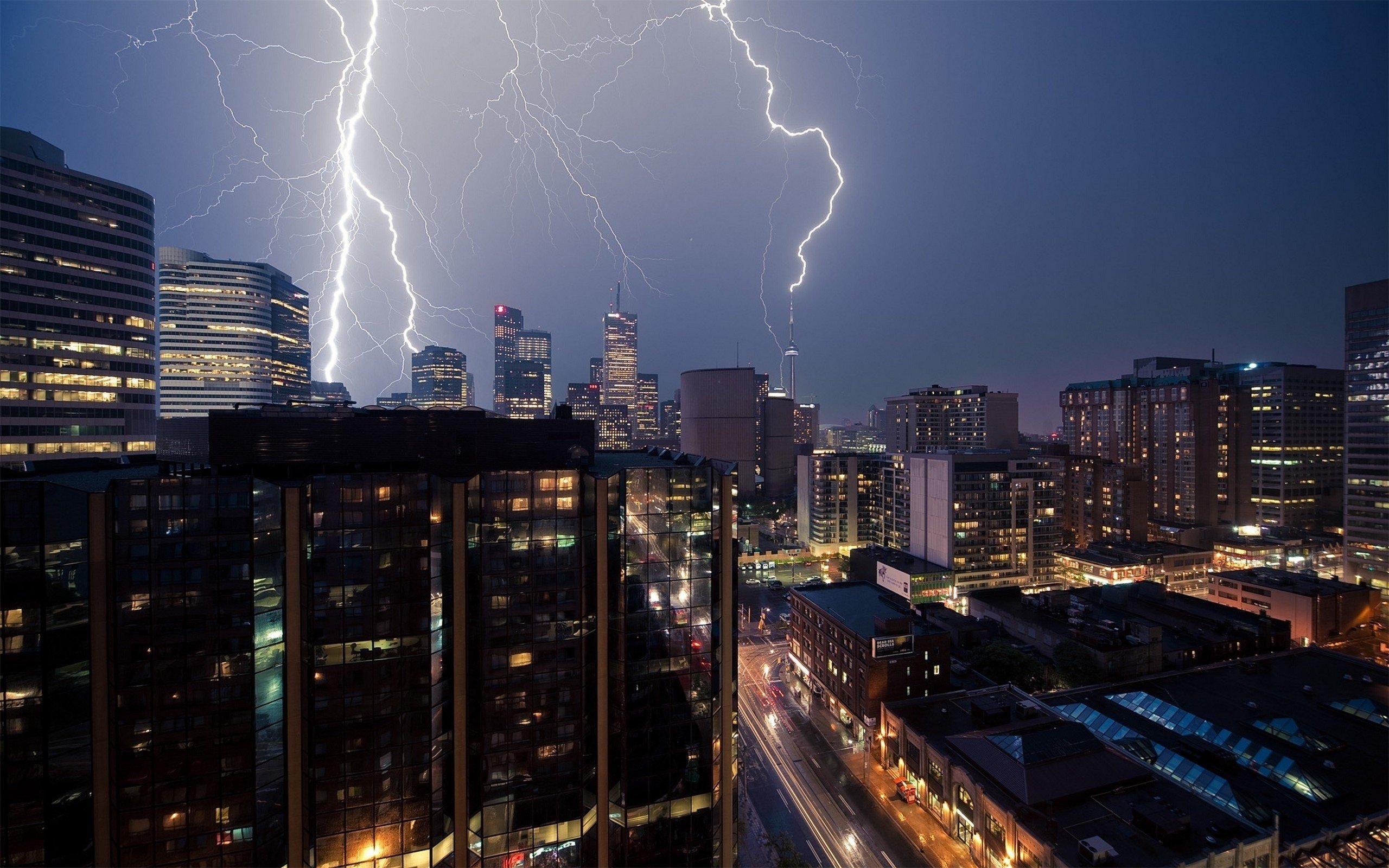 lightning, Urban, City, Skyline Wallpaper