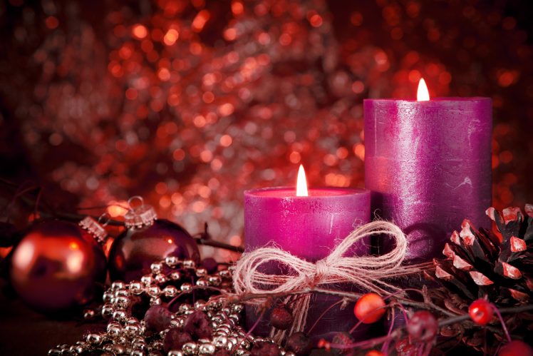 Christmas ornaments, Candles HD Wallpaper Desktop Background