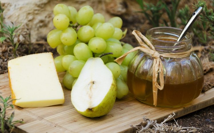 grapes, Honey, Food, Pears, Cheese HD Wallpaper Desktop Background