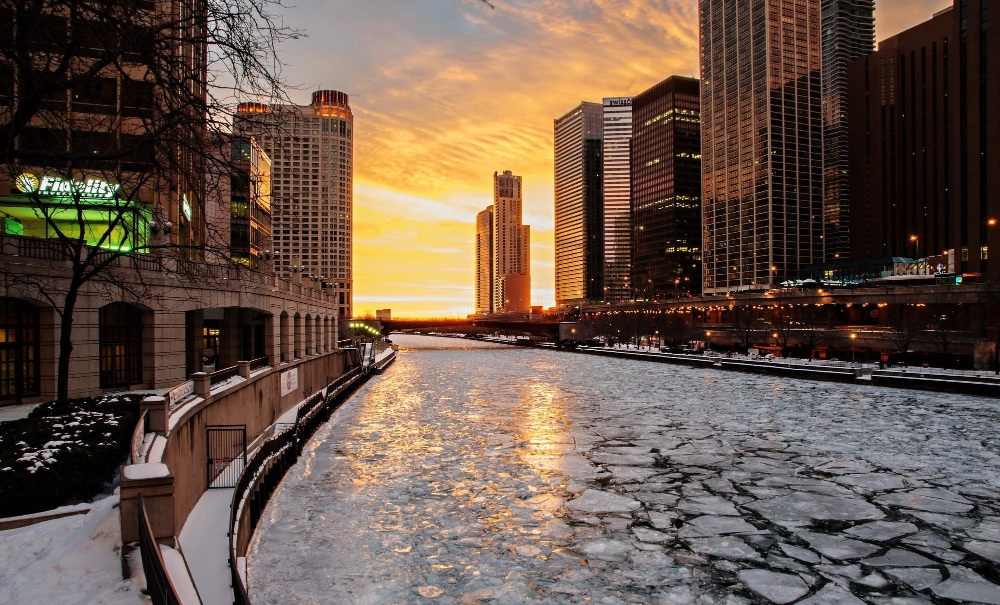 Chicago, Urban, City, Snow Wallpaper