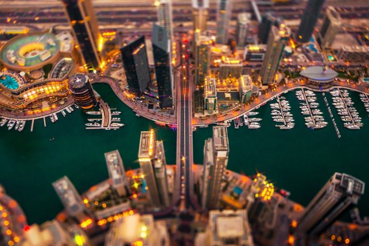 cityscape, Dubai, Tilt shift HD Wallpaper Desktop Background