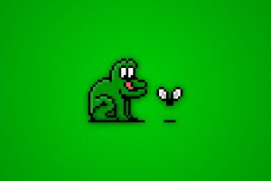 simple, Simple background, Frog, Fly, Pixles, Pixel art