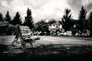 bench, Monochrome, House