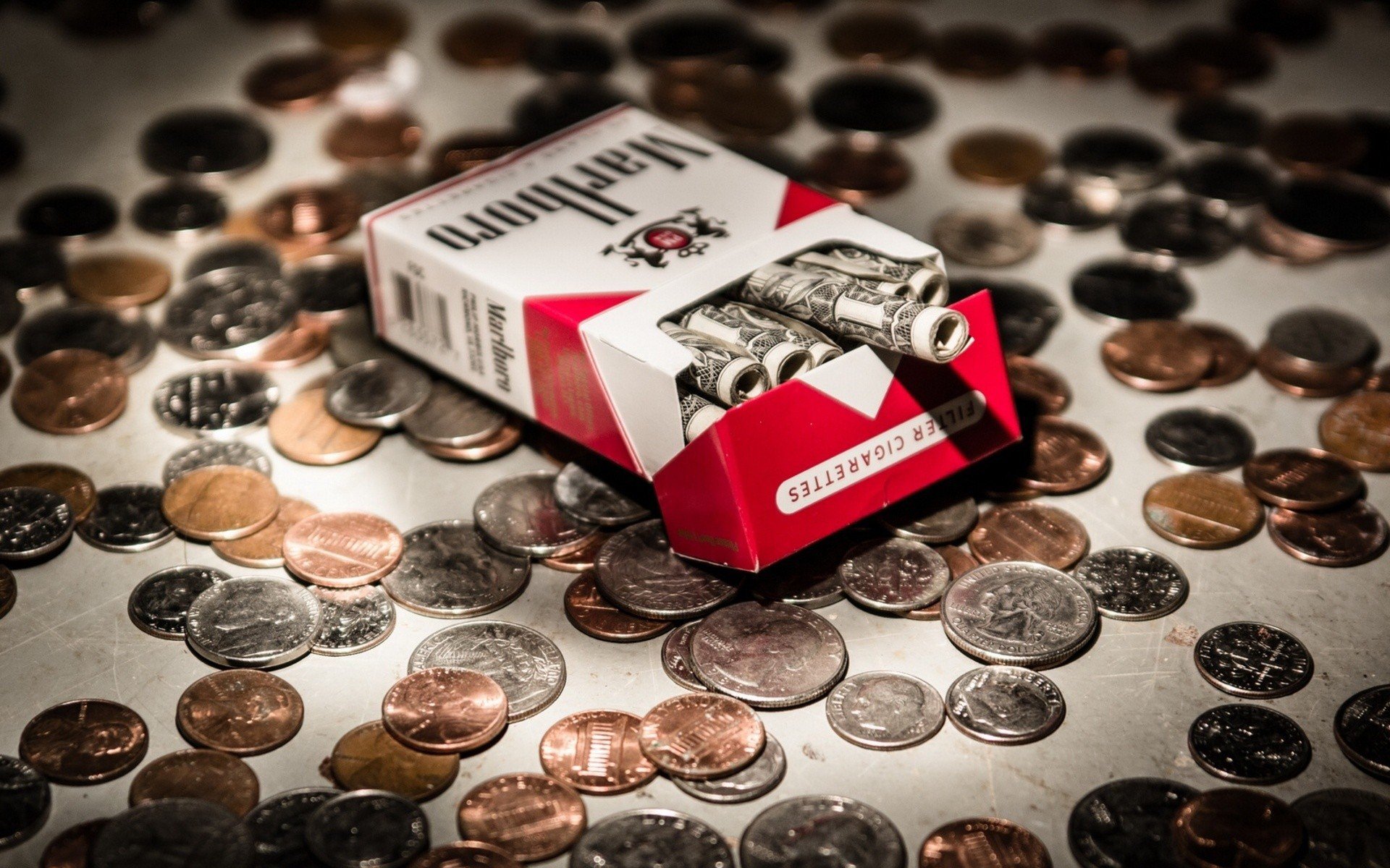 marlboro, Cigarettes, Coins, Money Wallpaper