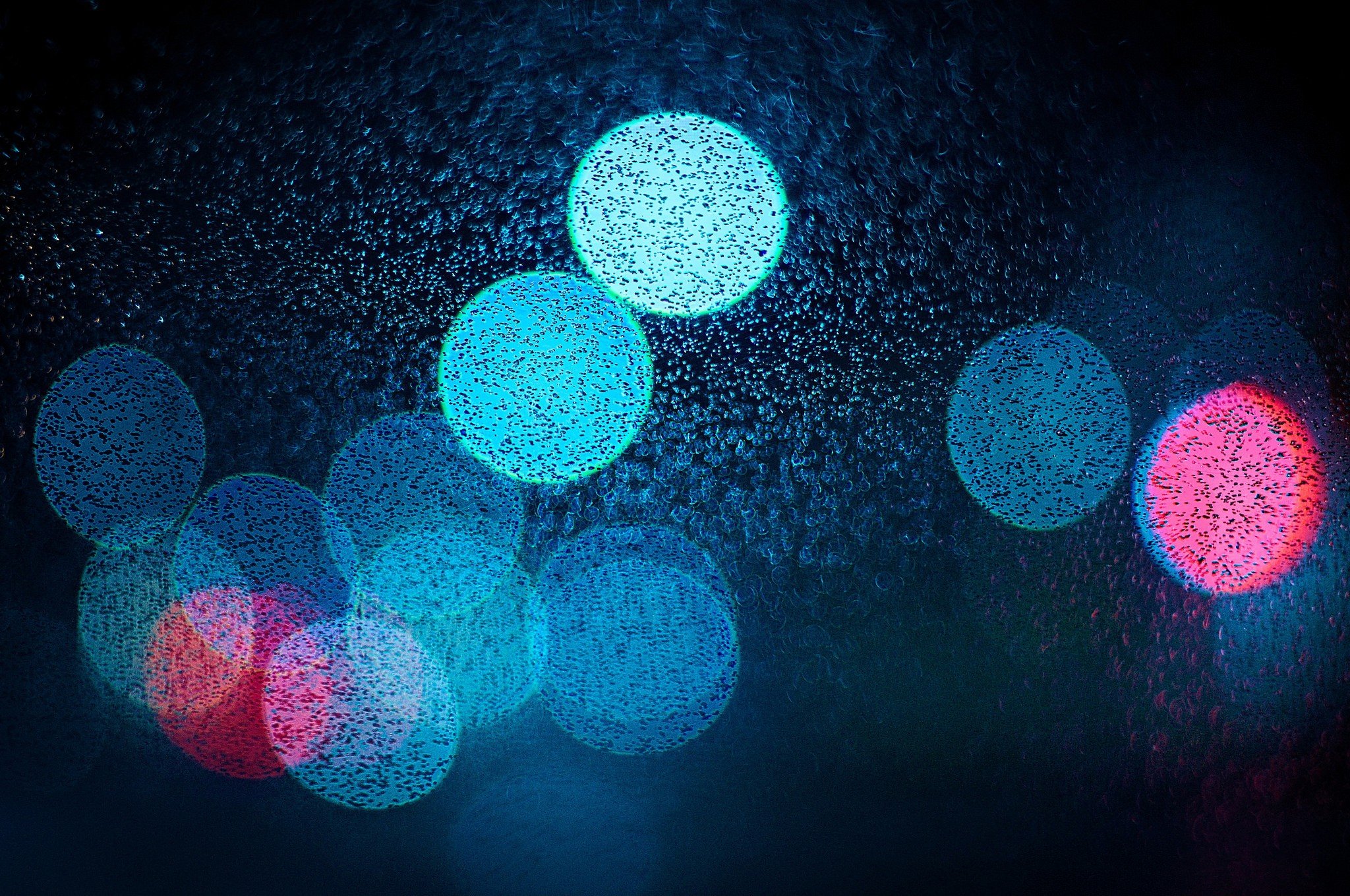 lights, Water drops Wallpaper