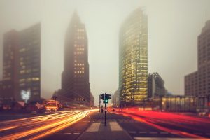 cityscape, Skyscraper, Street, Berlin, Germany, Mist