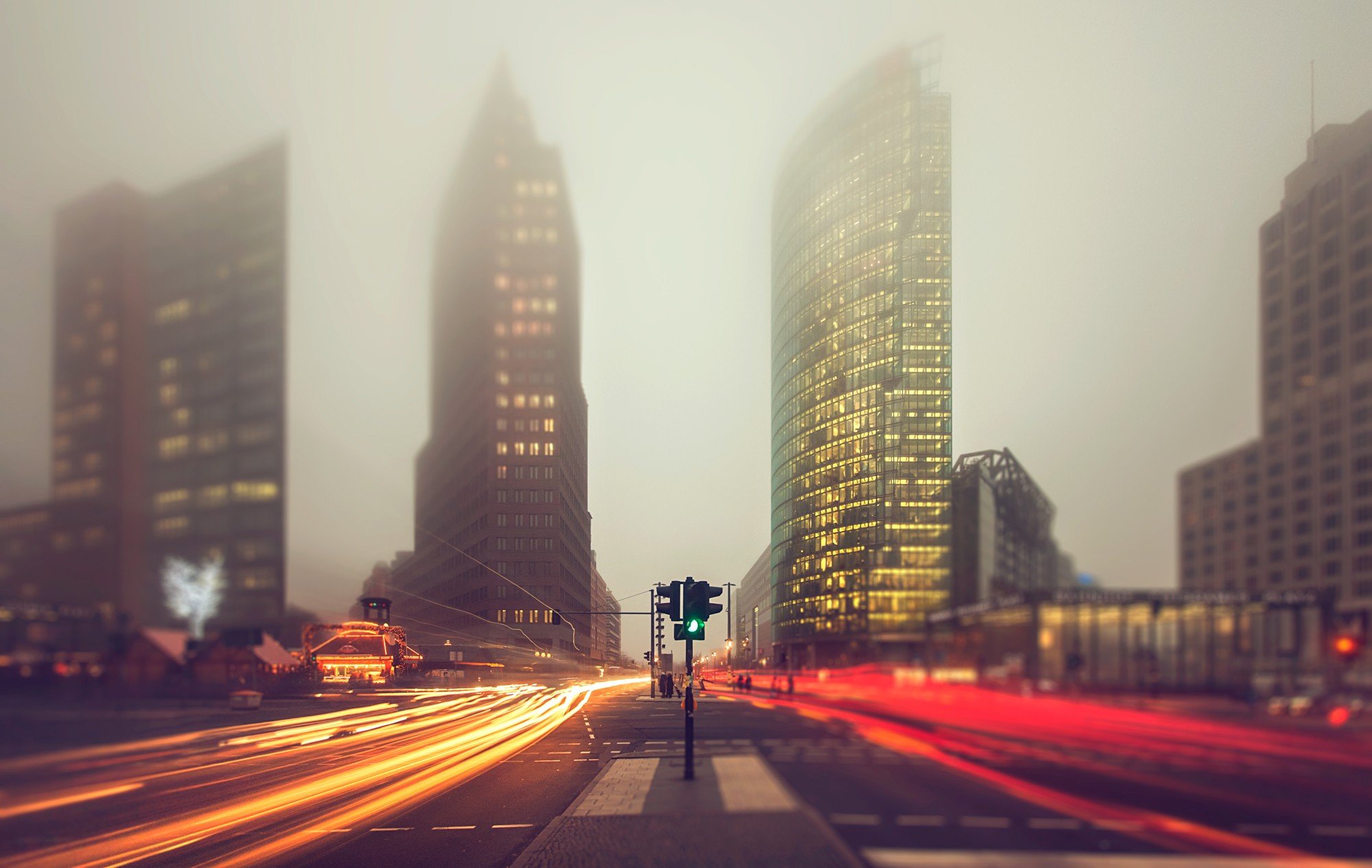 cityscape, Skyscraper, Street, Berlin, Germany, Mist Wallpaper
