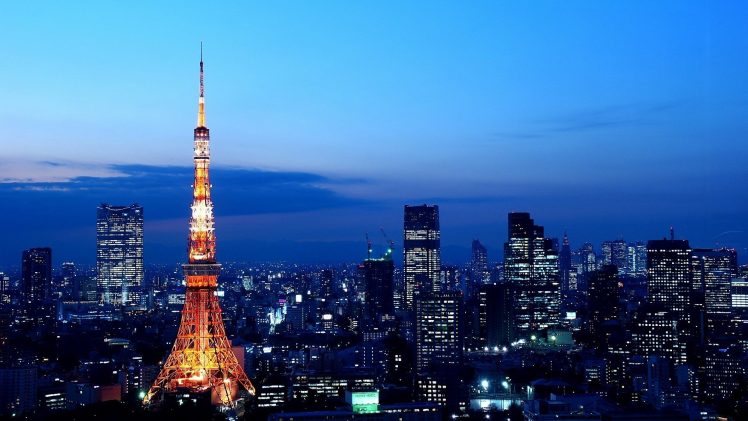 Japan, Tokyo Tower, City lights, Skyline HD Wallpaper Desktop Background