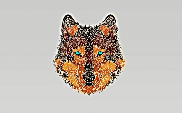 wolf, Minimalism, Turquoise eyes HD Wallpaper Desktop Background