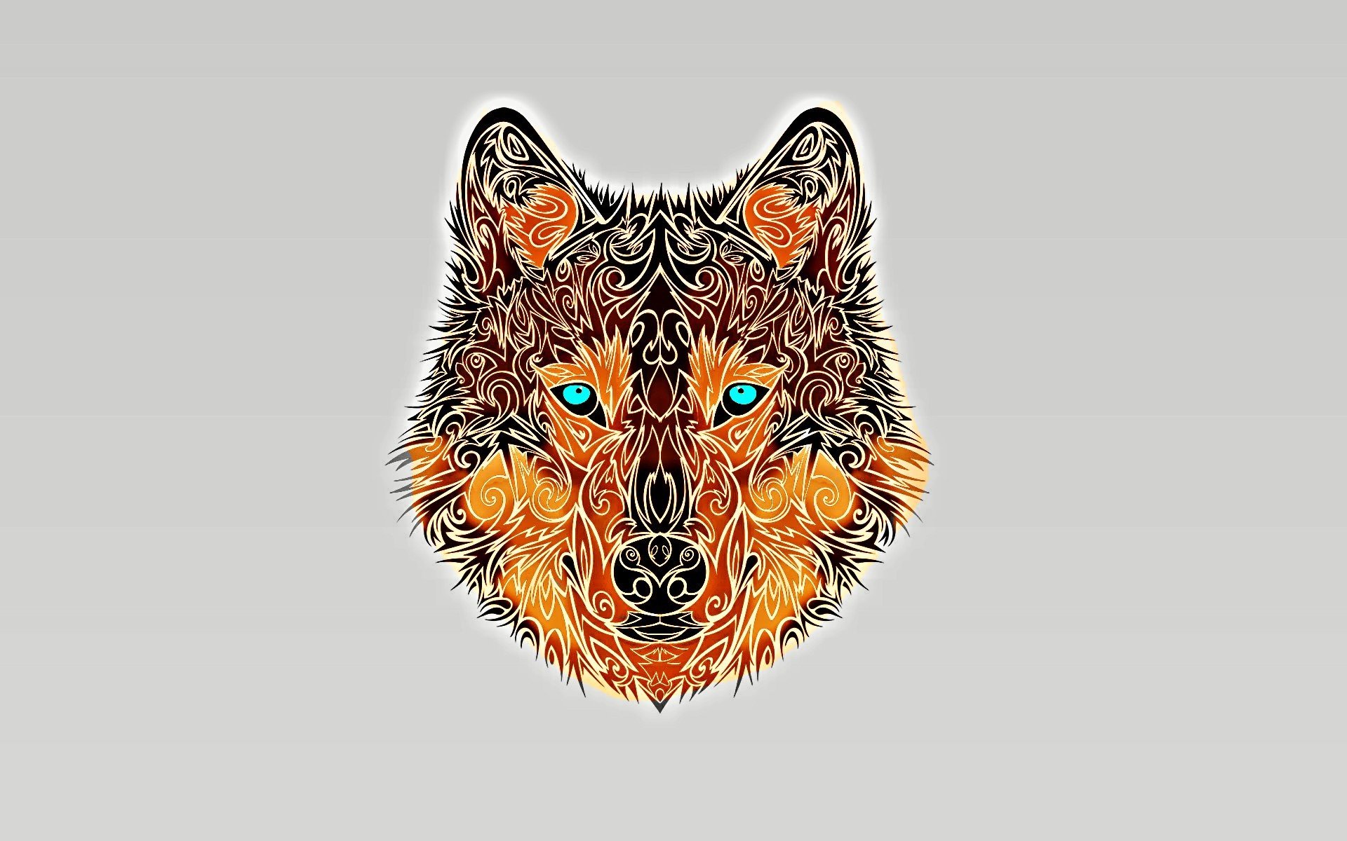 wolf, Minimalism, Turquoise eyes Wallpaper