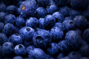 macro, Fruit, Water drops, Blueberries
