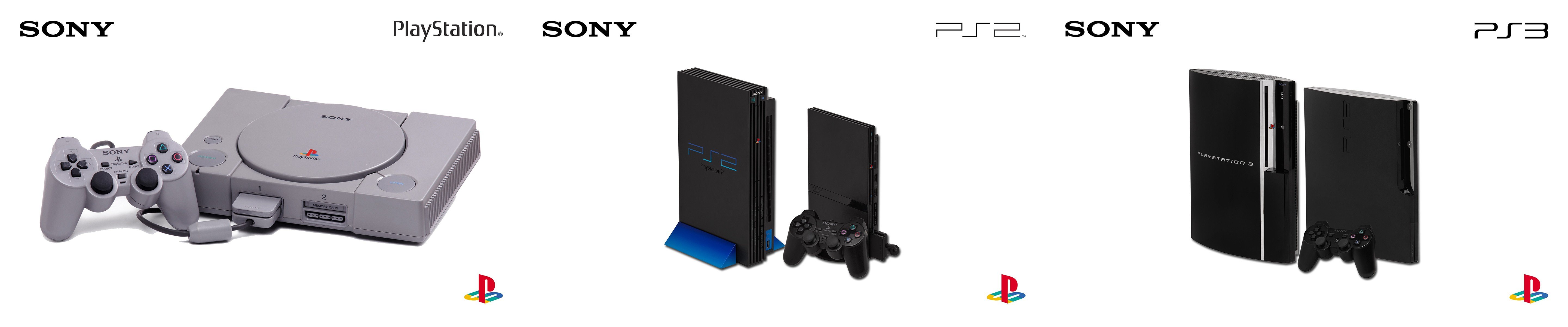 PlayStation, PlayStation 2, PlayStation 3, Triple screen, Sony, Simple background Wallpaper