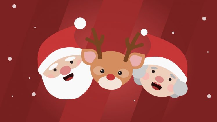 Christmas, Santa Claus, Reindeer, Rudolph the Red Nosed Reindeer, Minimalism HD Wallpaper Desktop Background