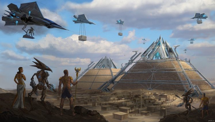 UFO, Egypt, Pyramid HD Wallpaper Desktop Background