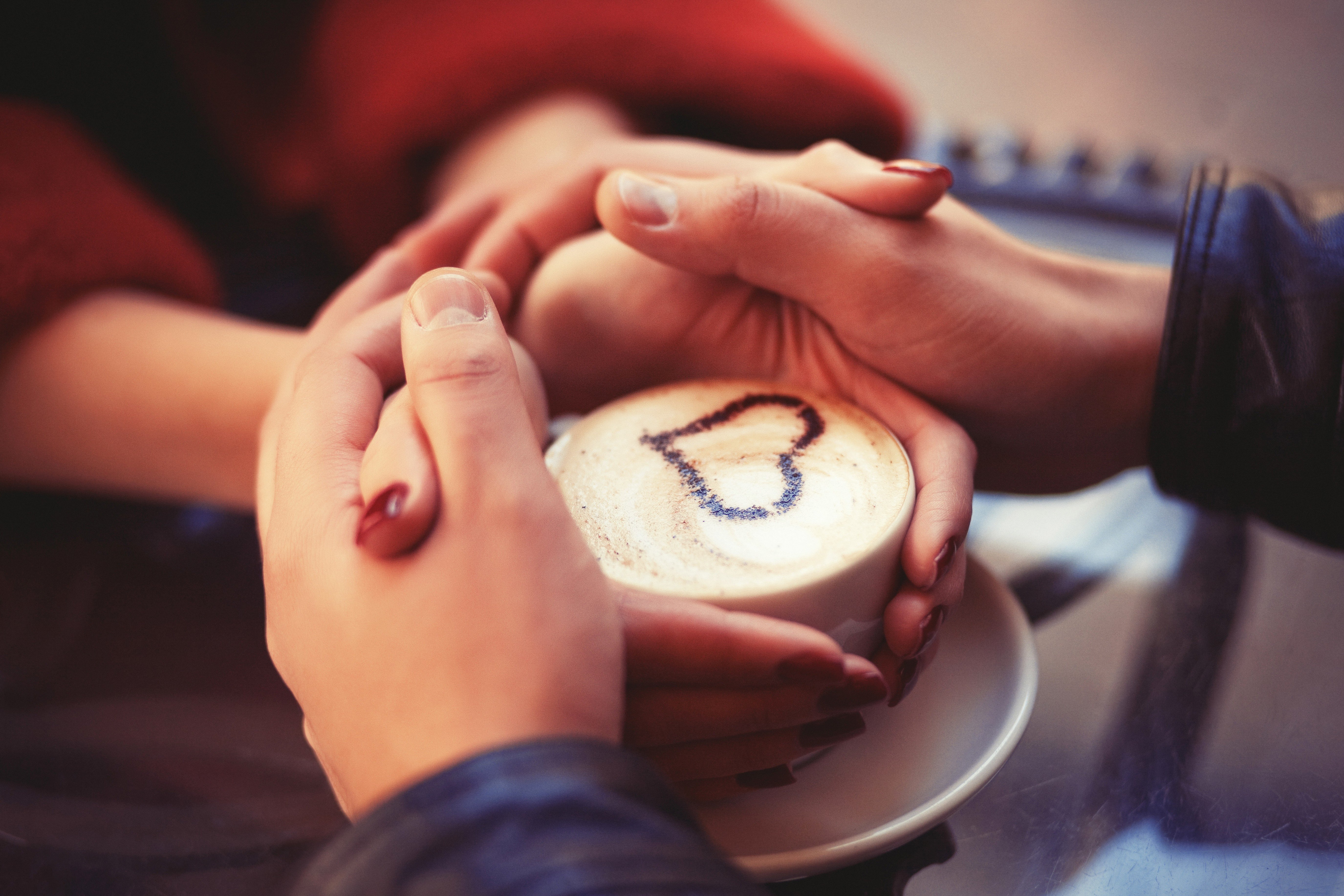 holding hands, Coffee, Couple Wallpaper