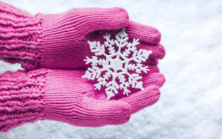 snow, Snow flakes, Gloves HD Wallpaper Desktop Background