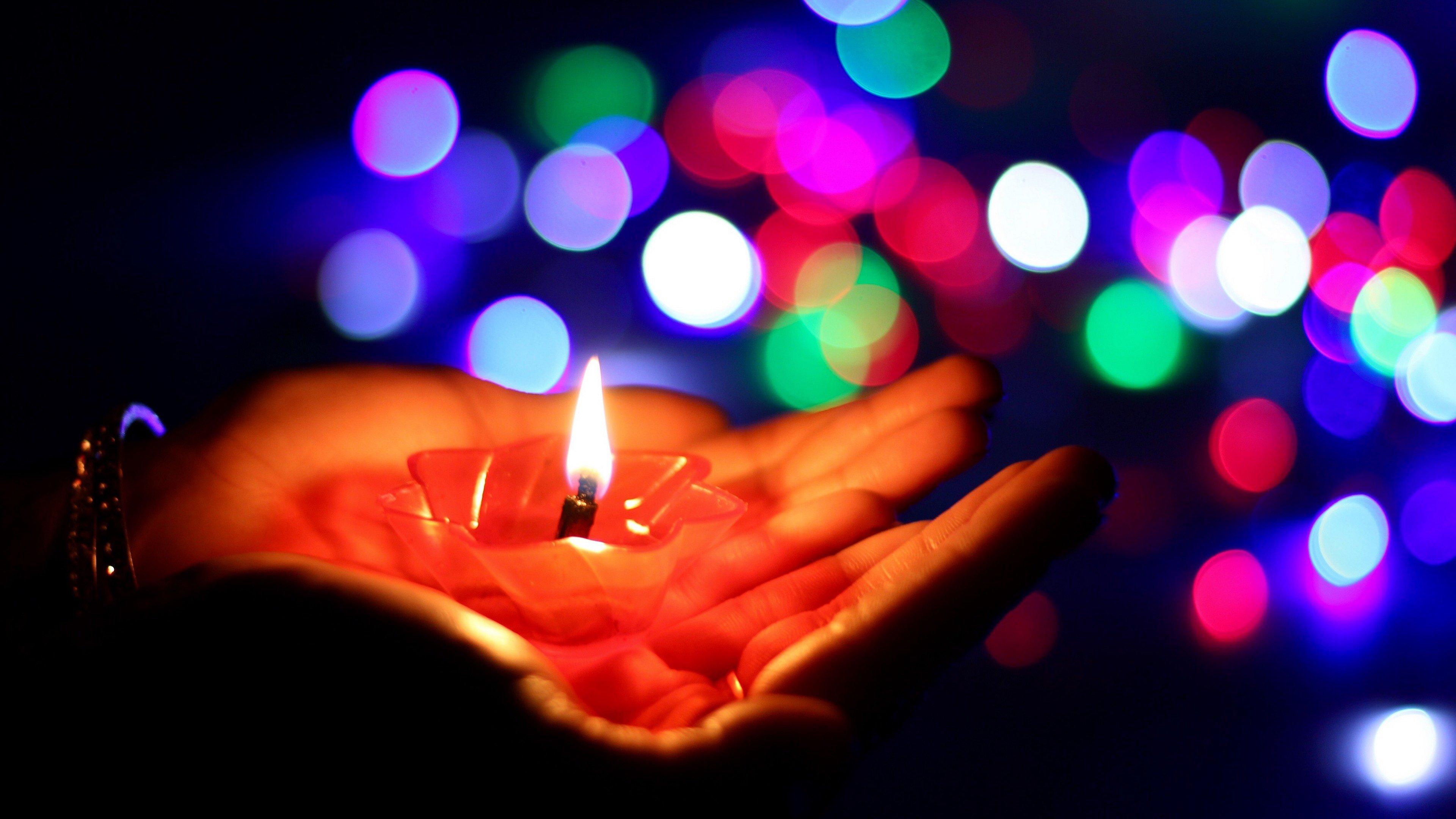 macro, Candles, Bokeh Wallpaper