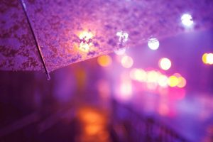 umbrella, Lights, Street light, City lights, Rain, Bokeh