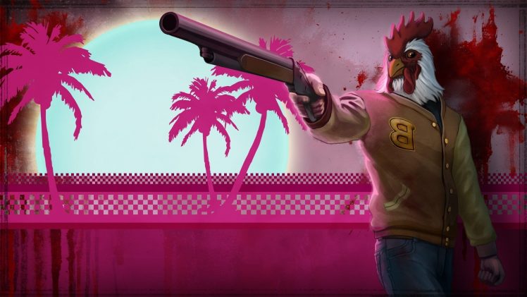 Hotline Miami, Hotline Miami 2, Pink, Killer, Shotgun, Roosters HD Wallpaper Desktop Background