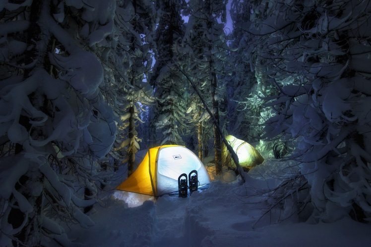 snow, Tents HD Wallpaper Desktop Background