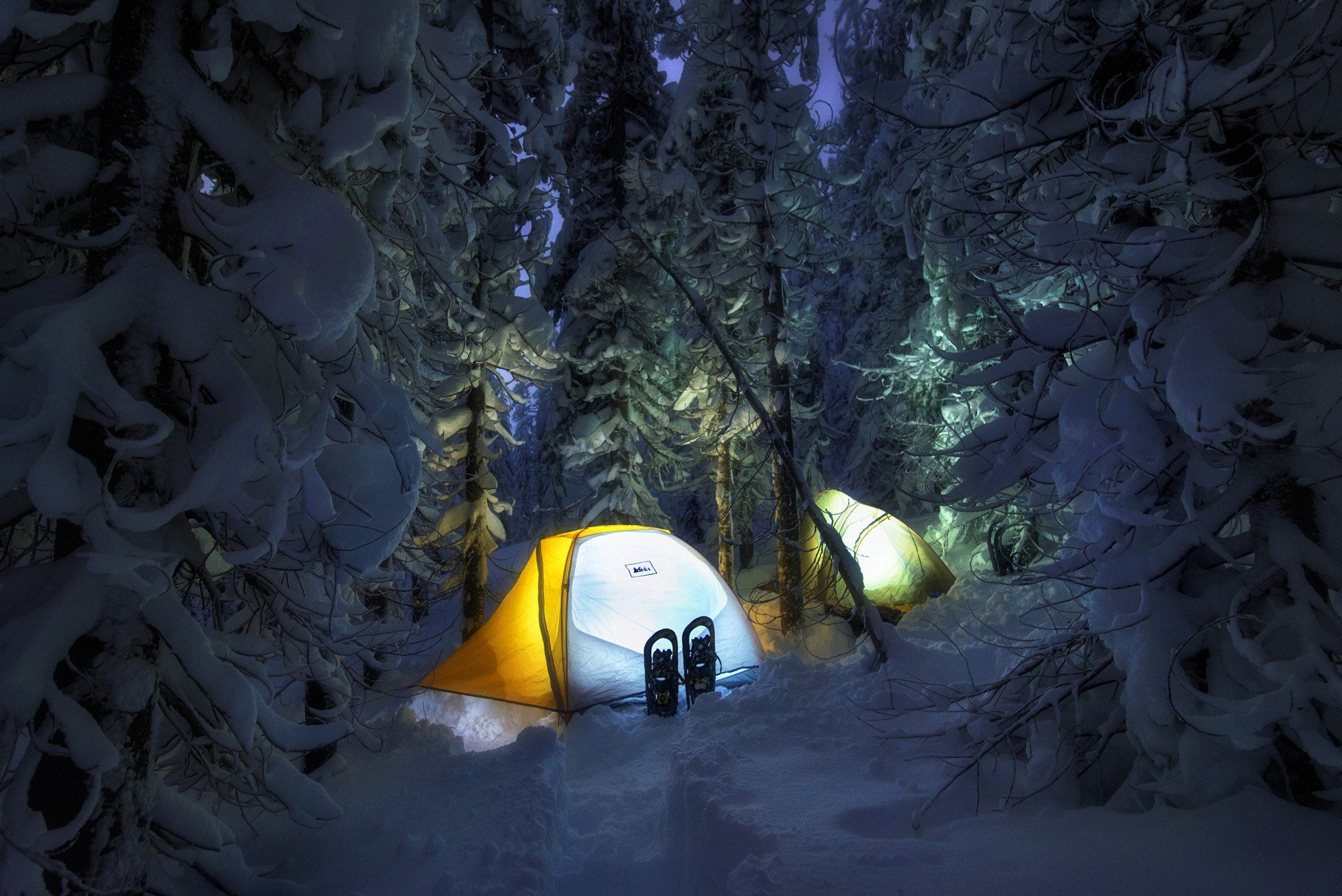 snow, Tents Wallpaper