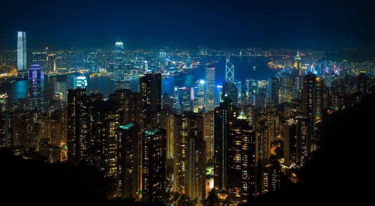 Hong Kong, Night, City lights, Lights, Street light HD Wallpaper Desktop Background