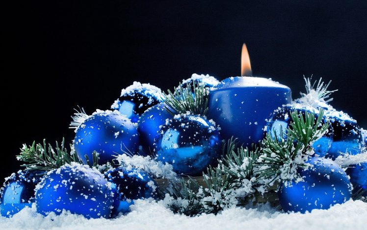 snow, Candles, Christmas ornaments HD Wallpaper Desktop Background