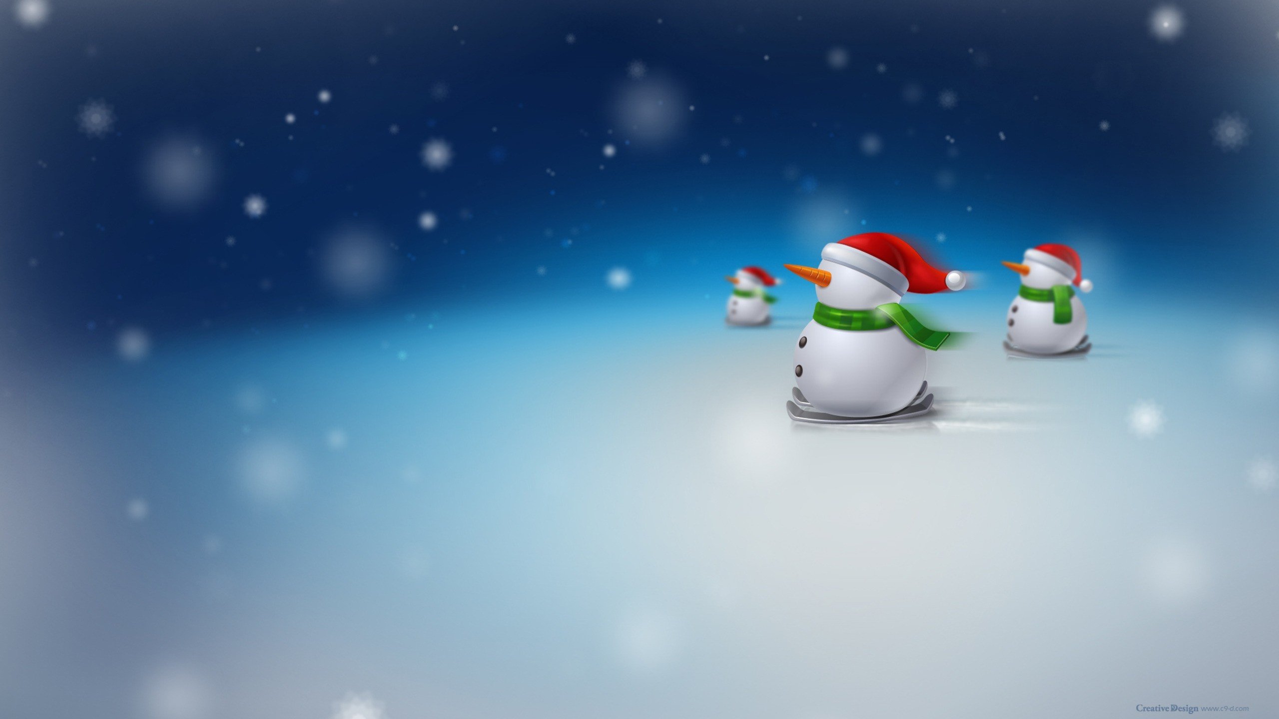 Christmas, Snowmen, Snow, Skiing Wallpaper