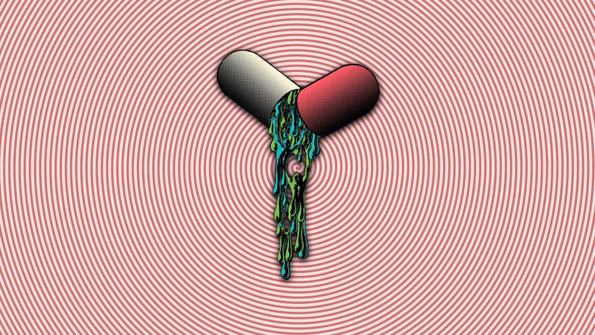 drugs, Spiral, Classic art, Pills Wallpaper