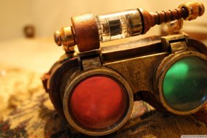 steampunk, Glasses, Red, Green