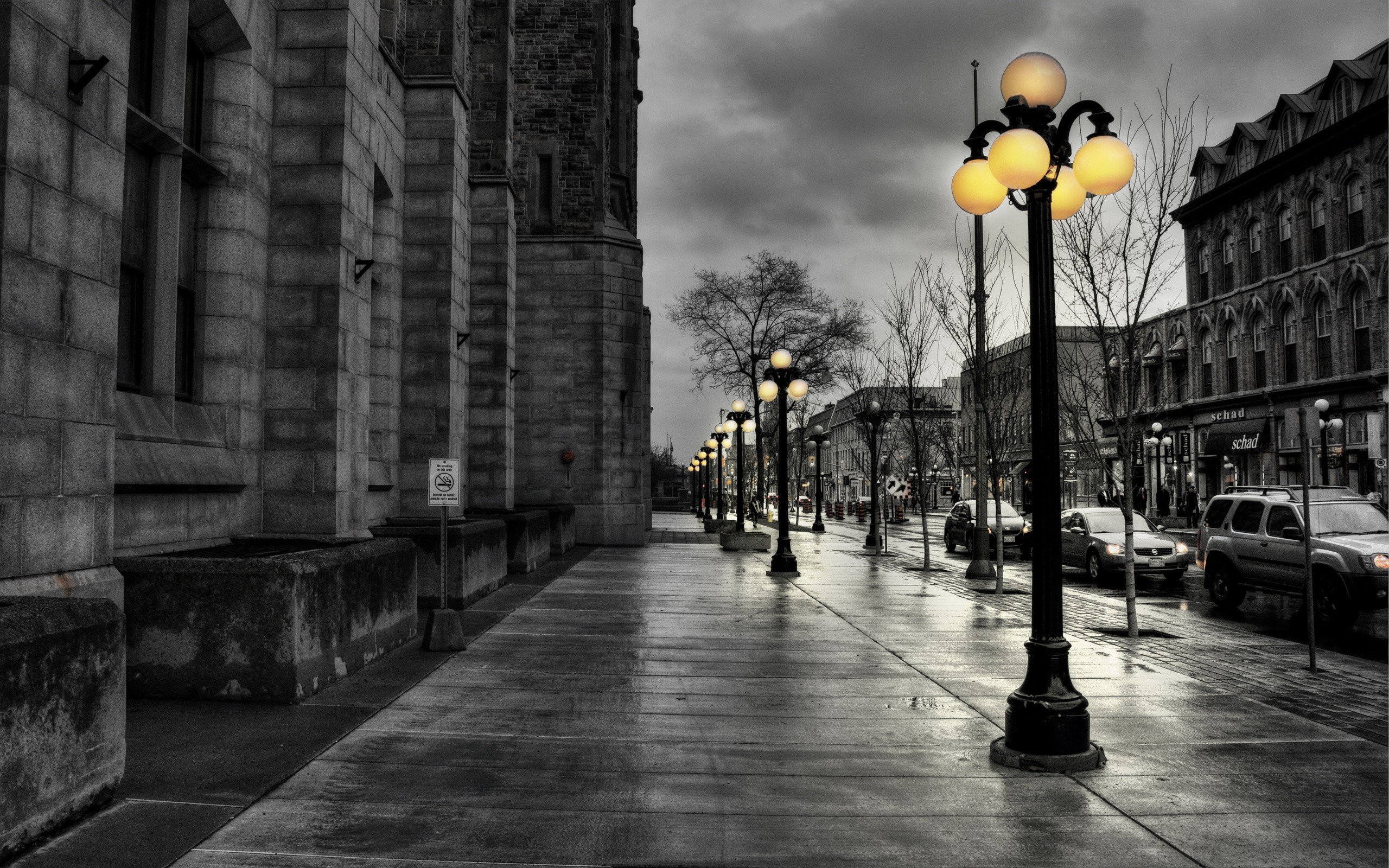 street, Lights, Building Wallpaper