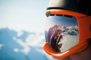googles, Helmet, Reflection, Snow, Mountain