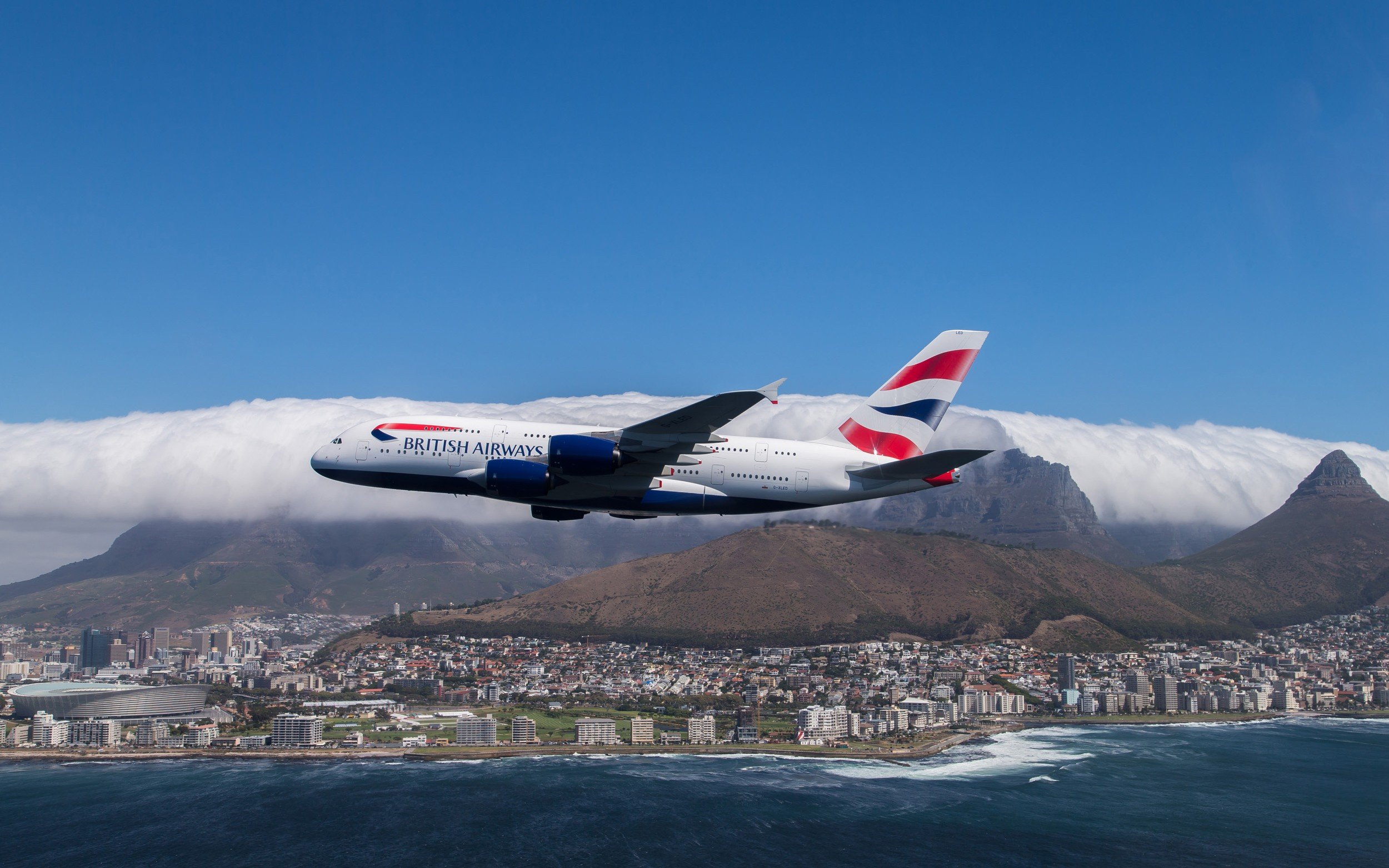 aircraft, Airplane, Airbus, A380, Airbus A 380 861, Cape Town, City Wallpaper