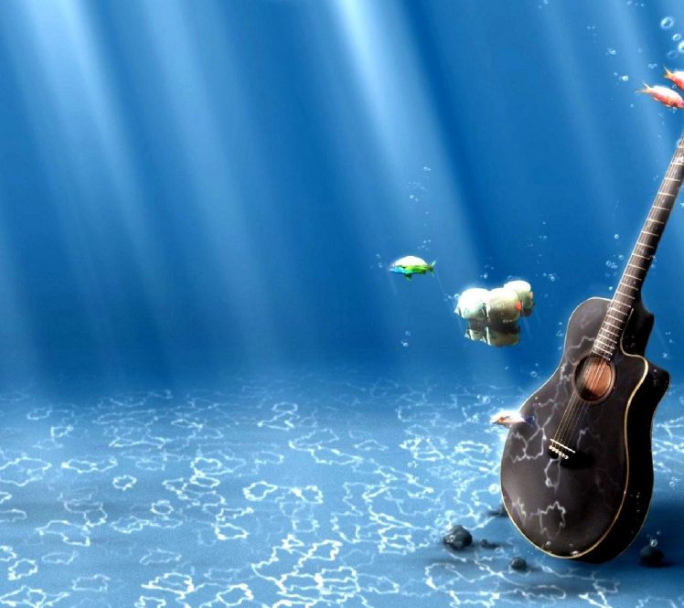 guitar, Underwater HD Wallpaper Desktop Background