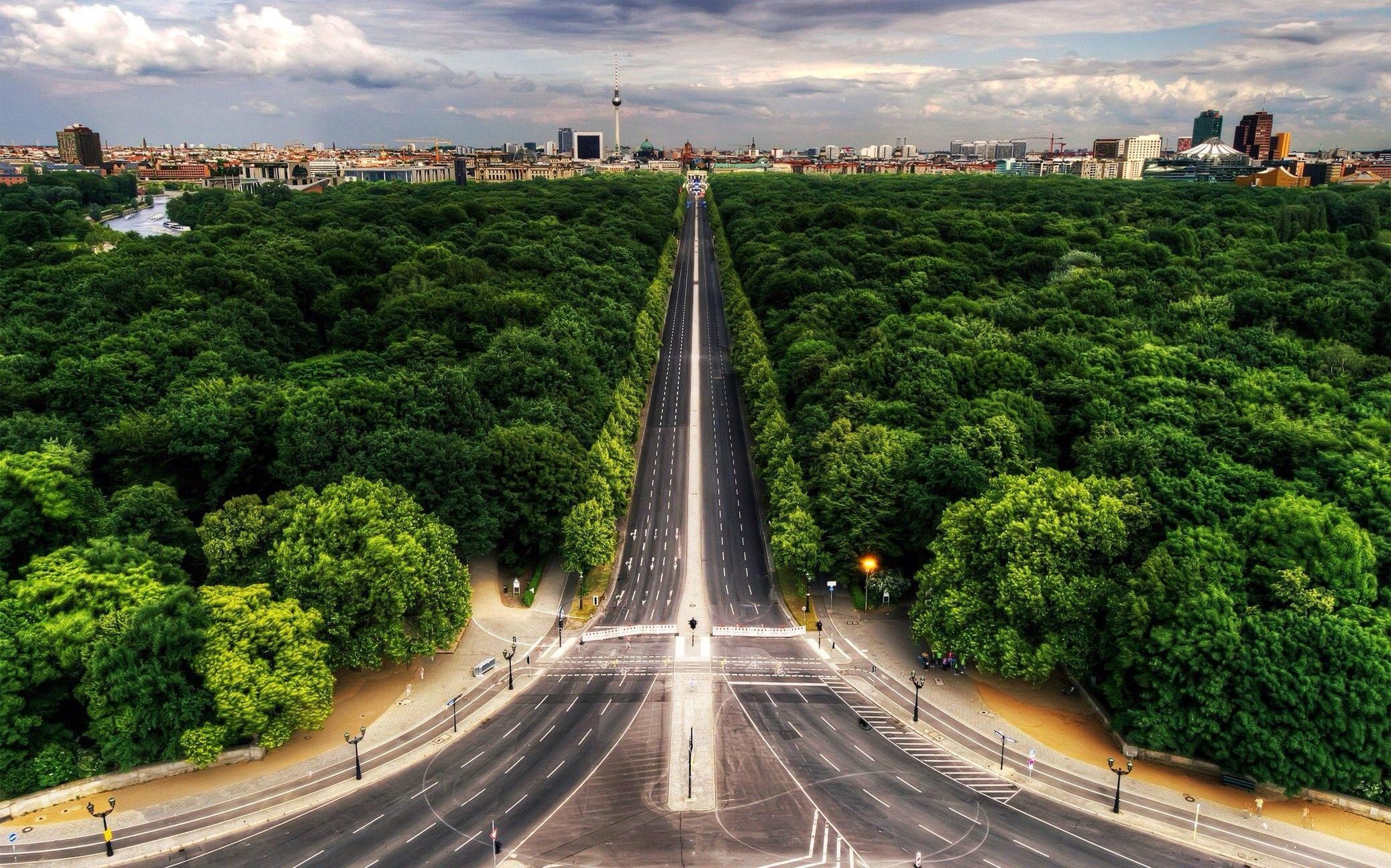city, Cityscape, Berlin, Road, Aerial view Wallpaper
