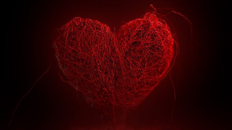 heart, Valentine, Vector art, Yarn HD Wallpaper Desktop Background