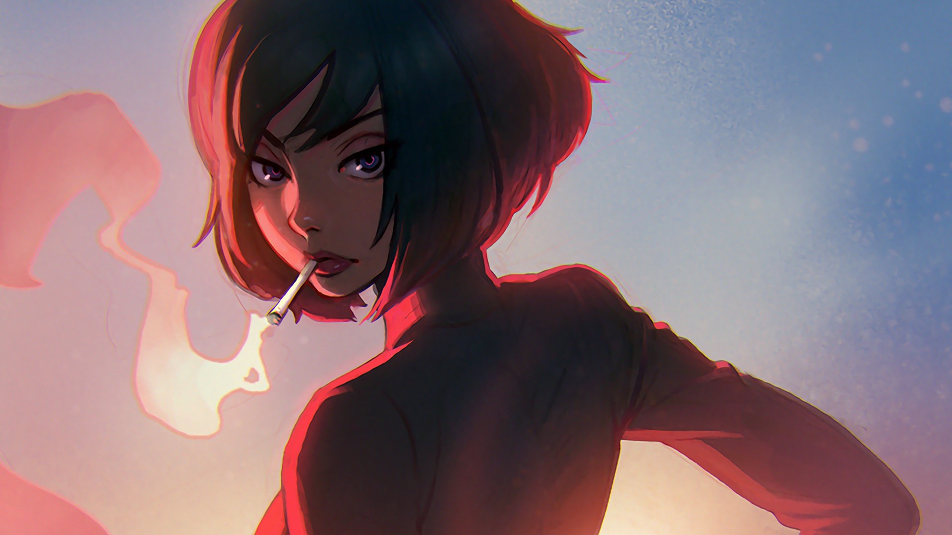 10. "Anime Girl with Blue and Red Hair and Heterochromia" by Kuvshinov Ilya - wide 5