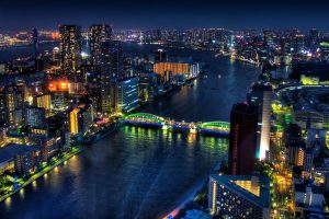 photography, Night, Urban, City, Building, Cityscape, River, Bridge, Water, Tokyo, Japan