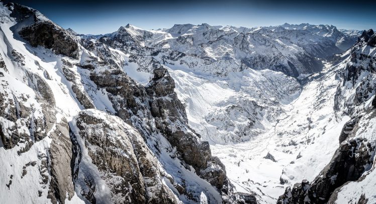 mountain, Snow, Cliff, Snowy peak HD Wallpaper Desktop Background