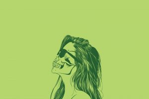 minimalism, Skull Face, Lime