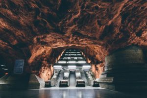 underground, Subway, Escalator, Rock formation, Sweden, Rock, Stockholm