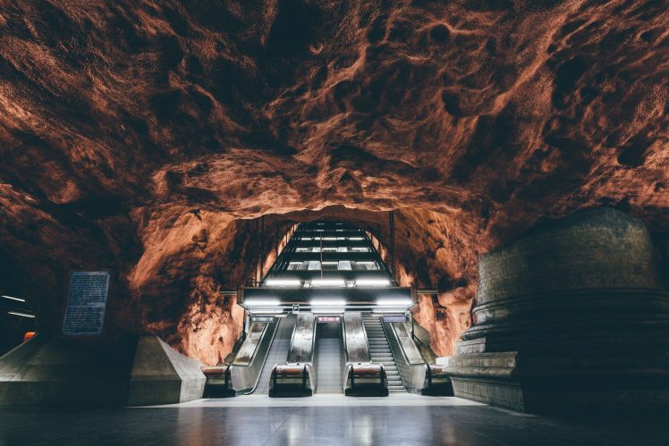 underground, Subway, Escalator, Rock formation, Sweden, Rock, Stockholm HD Wallpaper Desktop Background