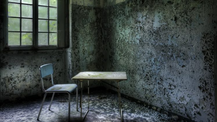abandoned, Interiors, Chair, Table, Window, Room, HDR, Walls HD Wallpaper Desktop Background