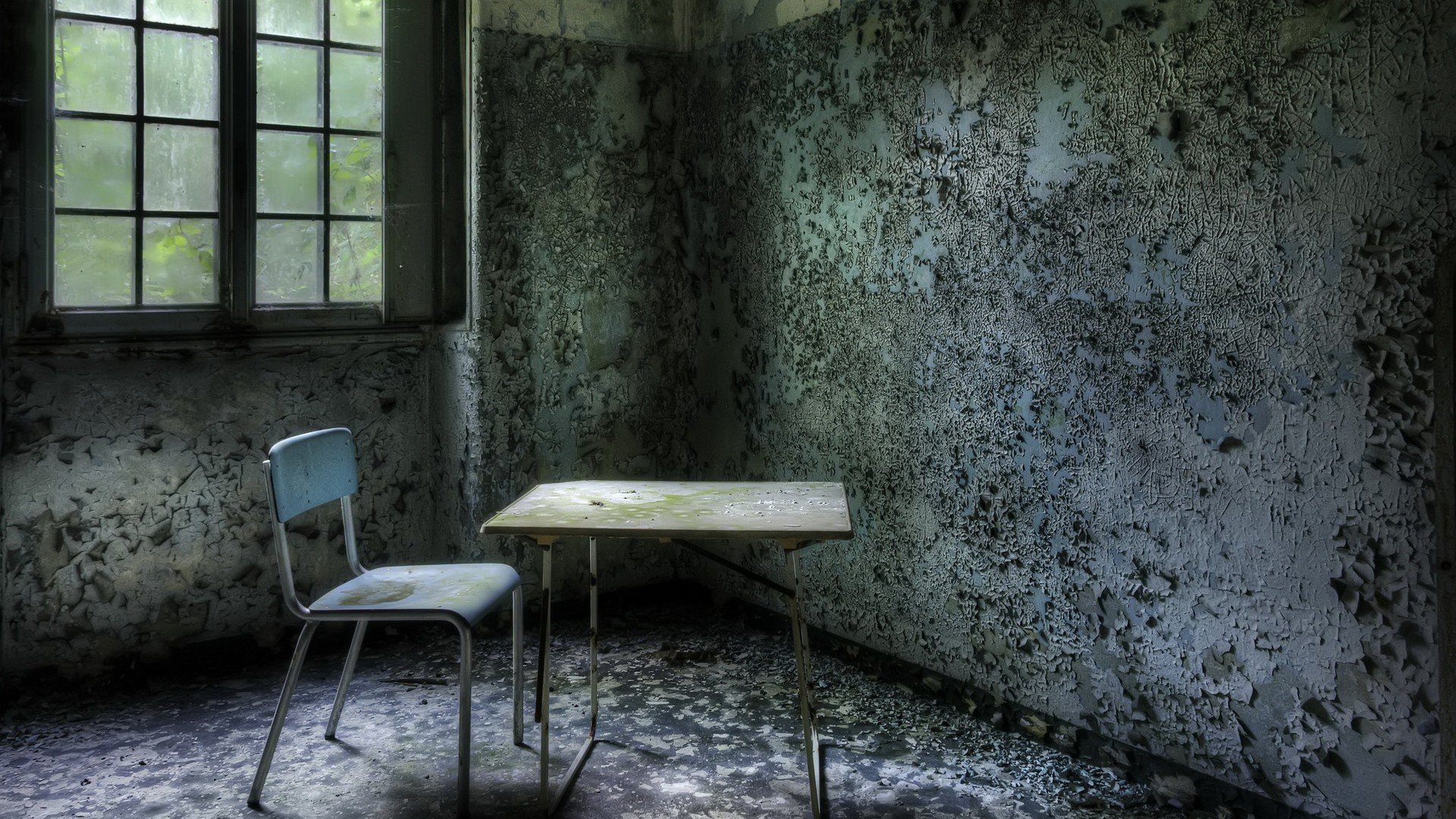 abandoned, Interiors, Chair, Table, Window, Room, HDR, Walls Wallpaper