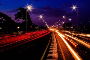 road, City lights